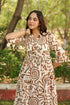 Women Abstract Printed Pure Cotton Tiered Fit & Flare Midi Dress